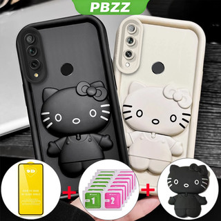 Ốp lưng cho Huawei Y9s Y9 Prime 2019 HONOR 20 pro Lite, ốp điện thoại mềm, silicone chống sốc, thiết kế mới, thẩm mỹ, hình mèo gương hoạt hình với giá đỡ và màng mềm JTMKTM01