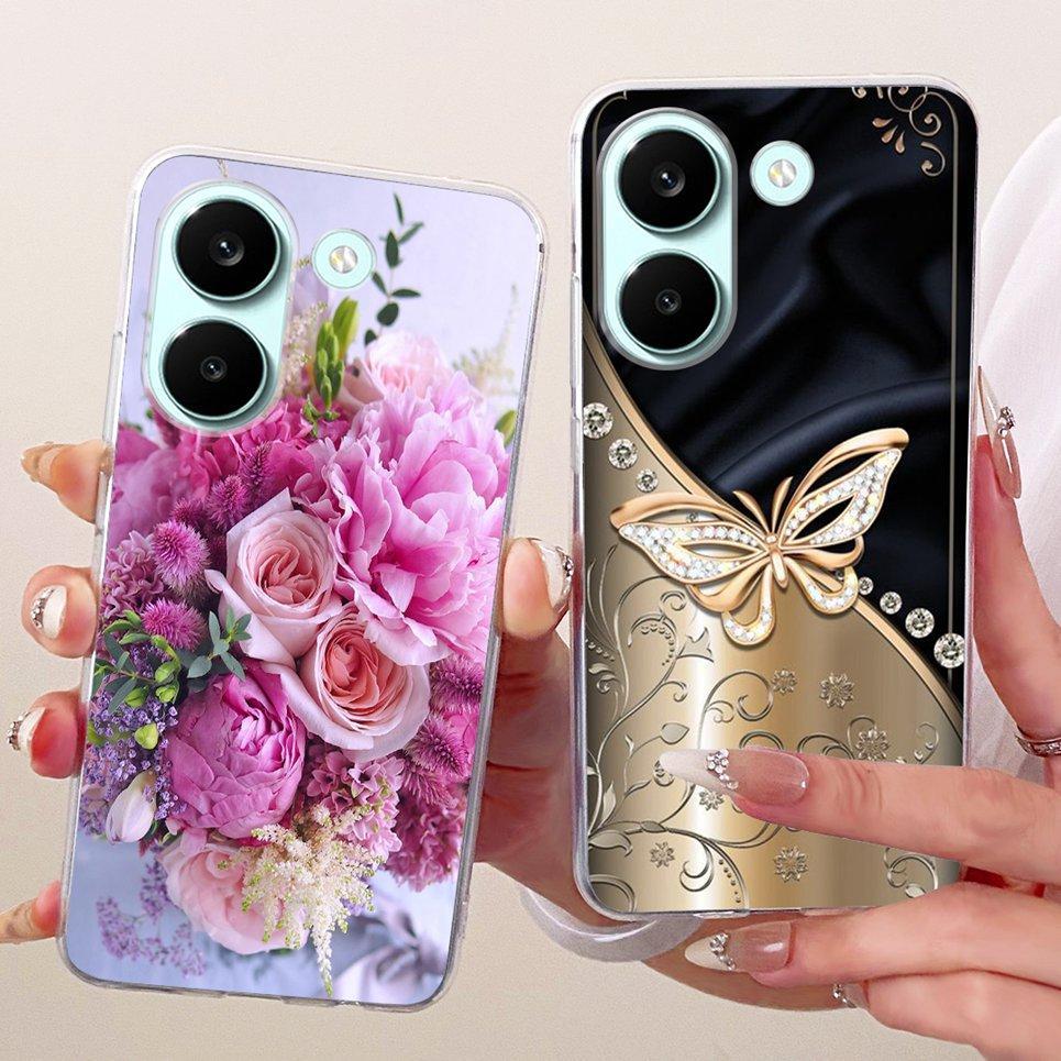 Ốp điện thoại thời trang sang trọng hình bướm hoa cho Xiaomi Poco X8 Pro / Poco X8 / Redmi Turbo 5 Vỏ silicon trong suốt mềm