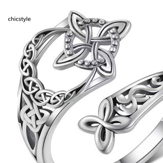 Chicstyle Độc Đáo Celtic Trang Sức Hợp Kim Nhẫn Ngón Tay Celtic Nút Thắt Mở Nhẫn Cho Nữ – Có Thể Điều Chỉnh Ngón Tay Giữa Knuckle Ngón Tay Cái Nhẫn Retro Ireland Trang Sức Cho Bạn Bè