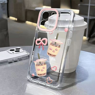 Dành Cho IPhone 17 16 15 14 13 12 11 Pro Max X XR XS Max 6 7 8 Plus Phim hoạt hình trà sữa cốc trong suốt soft shell