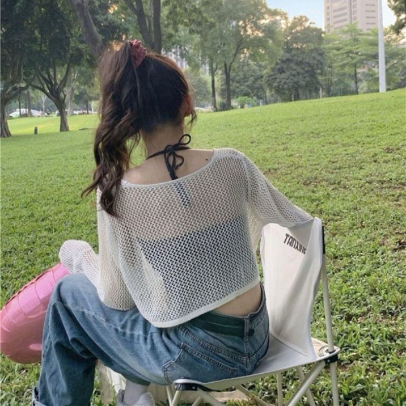 ÁO KHOÁC LƯỚI CARDIGAN CỘT DÂY PHONG CÁCH ĐÁNH CÁ MÙA HÈ LQC822 - Sam botique