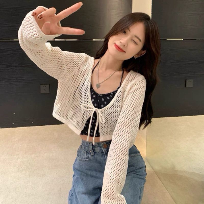 ÁO KHOÁC LƯỚI CARDIGAN CỘT DÂY PHONG CÁCH ĐÁNH CÁ MÙA HÈ LQC822 - Sam botique