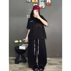 sét bộ quần da cá dài dây to + phối phông form rộng chữ OFFICAL HALLOWWEN-chang3158