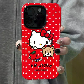 Ốp điện thoại 2 trong 1 Red wave point kt Apple 17 / 16 iPhone 15 Pro Max Phim mới 14 / 13 Creative 12 / 11 Pro Max 7 / 8 Plus Ốp điện thoại bóng hai lớp