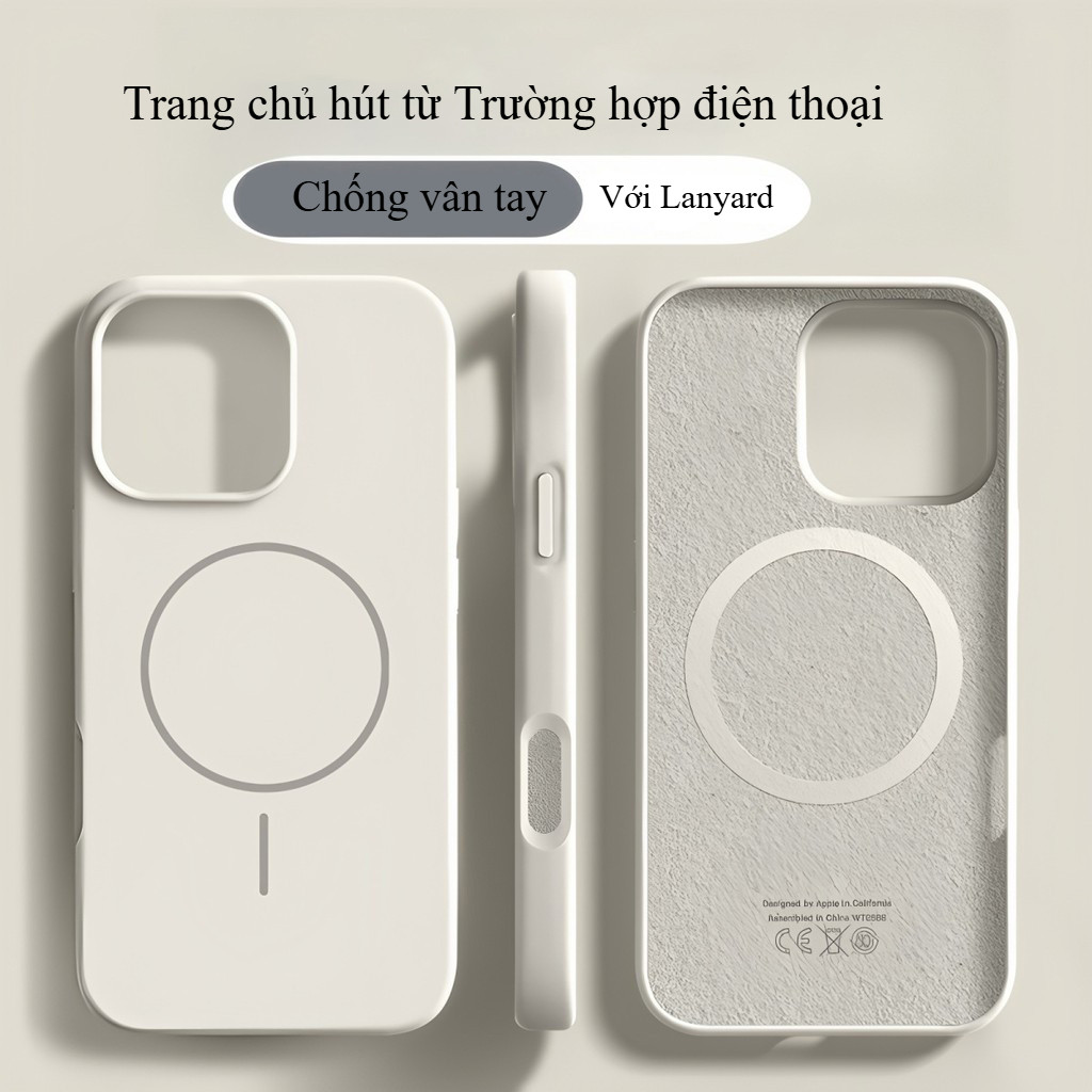 Ốp lưng silicone từ tính chống sốc cho iPhone 17 Air 16 15 14 13 12 Pro Max 11 kèm dây đeo