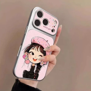 Ốp điện thoại Tpu mềm bện dài cho bé gái Hàn Quốc cho IPhone 17 13 15 14 13 12 11 Promax PRO MAX Dễ thương, Chỉ dành cho bé gái, Bạc có bảo vệ Camera