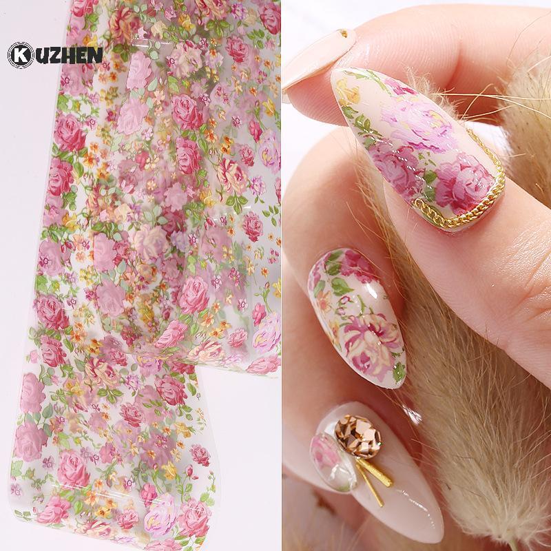 KUZHEN Hoa Nail Transfer Foil Stiers 100cm Hoa Hồng Giấy Cho Salon Và Gia Đình DIY Làm Móng Tay Sáng Tạo Thiết Kế Móng Tay HOT