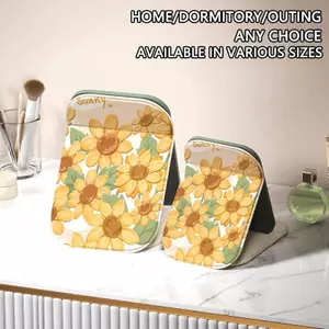 Hoa hướng dương đáy vàng Gương trang điểm gấp gọn khung nhựa dày dặn chống trầy