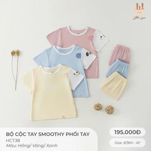 BỘ CỘC TAY VẢI SỢI TRE PHỐI TAY [ SIÊU MỀM, MÁT, MỊN CO DÃN VÀ THẤM HÚT TỐT] SZ 6/9M - 4Y (HCT38)