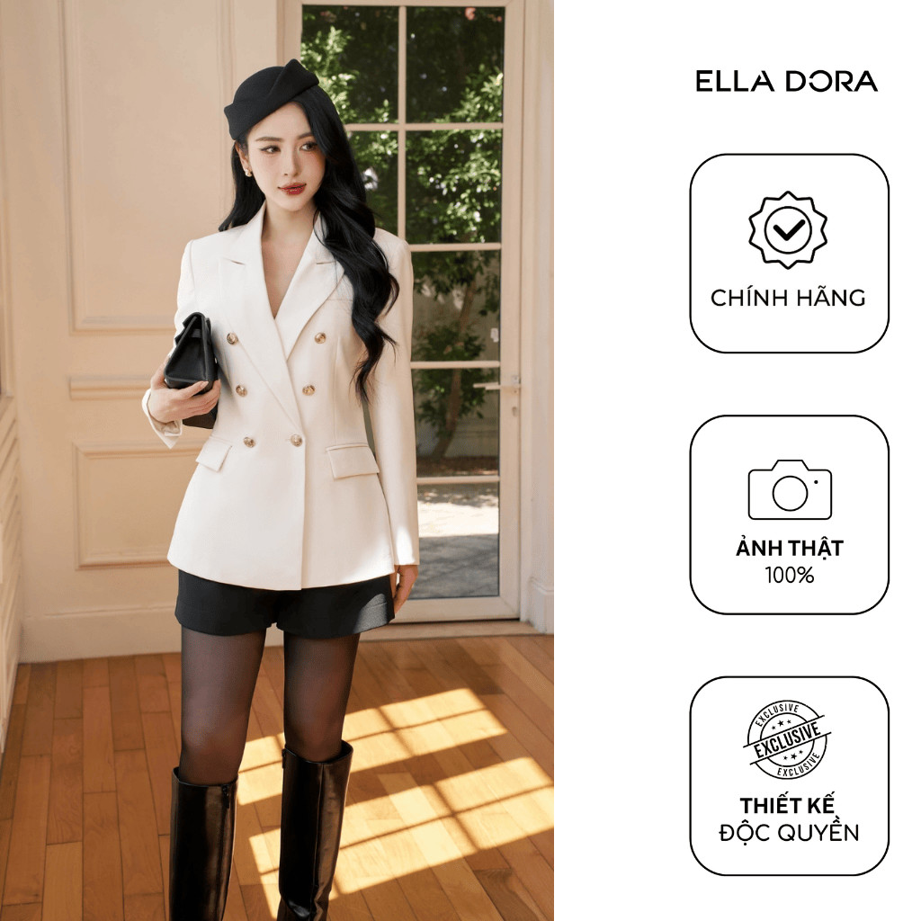 Blazer nữ ELLA DORA 6 cúc form ôm suông thiết kế cổ ve thanh lịch dễ mặc phong cách công sở [V26]