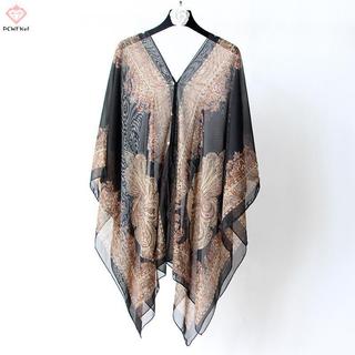 Khăn choàng thời trang chống nắng đi biển, dáng rộng có nút buộc