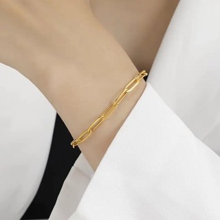 Vòng tay thép titan màu vàng thanh lịch, dễ điều chỉnh - Phù hợp làm quà tặng hoặc đeo hàng ngày
