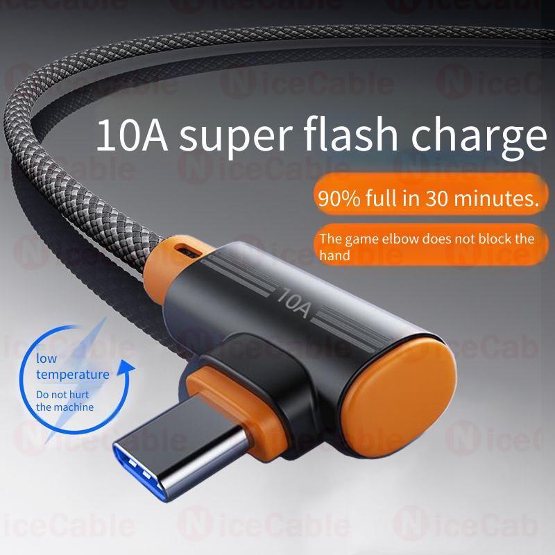 Cáp sạc điện thoại công suất cao 240W 90°Thiết kế khuỷu tay bện Cáp chống treo USB sang Type C Dây dữ liệu sạc nhanh cho ios15-17
