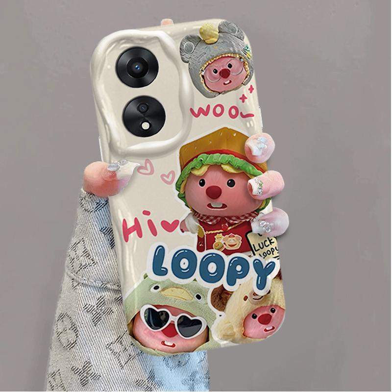 Ốp Silicon Hoạt Hình Cho OPPO A18 A38 A58 A60 A17 A17K 4G 3D Điện Thoại Thông Minh Mềm Ốp Lưng Chống Sốc Loopy