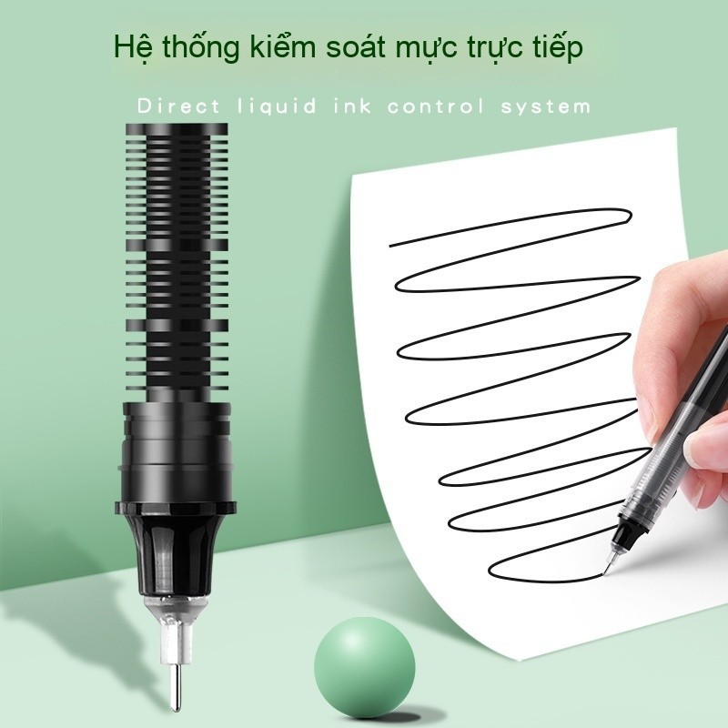 Bút Mực Gel Dạng Lỏng Đầu Kim Lăn Thẳng 0.5mm Đơn Giản Nhanh Khô Sức Chứa Lớn 3 Màu Tùy Chọn