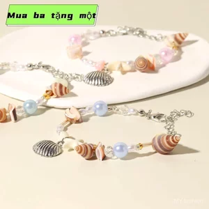 Vòng tay đính cườm vỏ sao biển phong cách kỳ nghỉ bên bờ biển - Mua ba tặng một