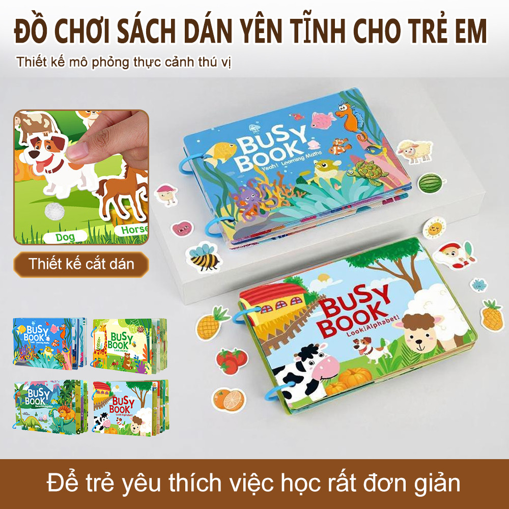 Sách tương tác Montessori cho trẻ từ 3 tuổi trở lên, sách giáo dục cho trẻ nhỏ, sách tĩnh lặng, sách hoạt động