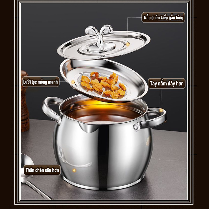 Set 4 Âu Trữ Mỡ Lợn Inox 304 - Dung Tích 1500ml & 2500ml, Cao Cấp Chịu Nhiệt, Đựng Thức Ăn & Tích Trữ Dầu Mỡ Đa Năng