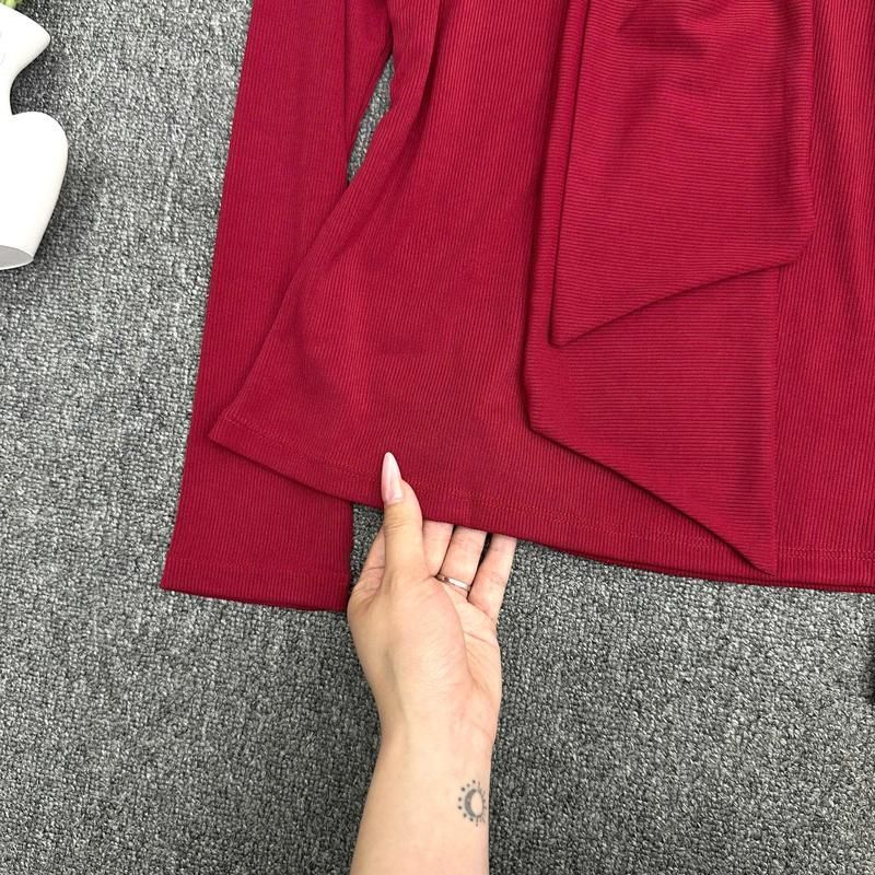 Áo Thun Nữ Thiết Kế Dây Thắt Chất Thun Gân Tăm ESHOP Áo Kiểu Tay Dài Bigsize Ôm Body Tôn Dáng MS555