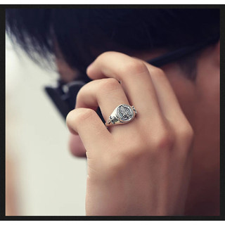 Nhẫn thời trang sáng tạo mới dành cho nam bằng bạc Thái - Nhẫn chống phai màu, có thể điều chỉnh