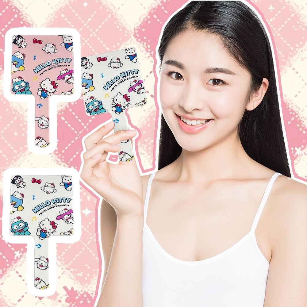 Dễ Thương Hellokitty Gương Trang Điểm Hoạt Hình Di Động Cô Gái Gương Trang Điểm Trái Tim Nhỏ Cầm Tay Gương E7a8