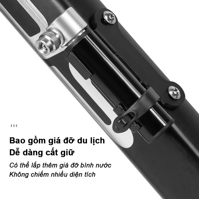Bơm Xe Đạp Mini Bỏ Túi - Hợp Kim Nhôm Chống Gỉ, Đa Năng Van Mỹ/Pháp, Lý Tưởng Cho Xe Đạp Đường Trường & Leo Núi