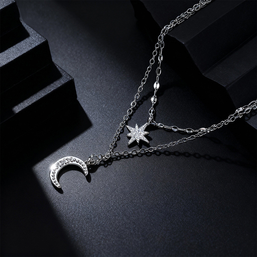 Vòng cổ nữ hai lớp Silver Star Moon 925