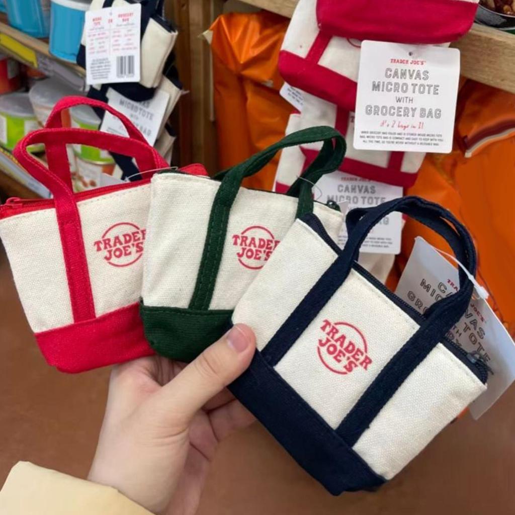 Túi Tote siêu nhỏ Trader Joe 's Túi Tote vải có thể tái sử dụng có thể gập lại Hợp thời trang cho du lịch 3 màu saixit2vn