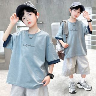 Áo thun giả hai lớp cho bé trai – Cotton form rộng phong cách street, tay ngắn cá tính mùa hè