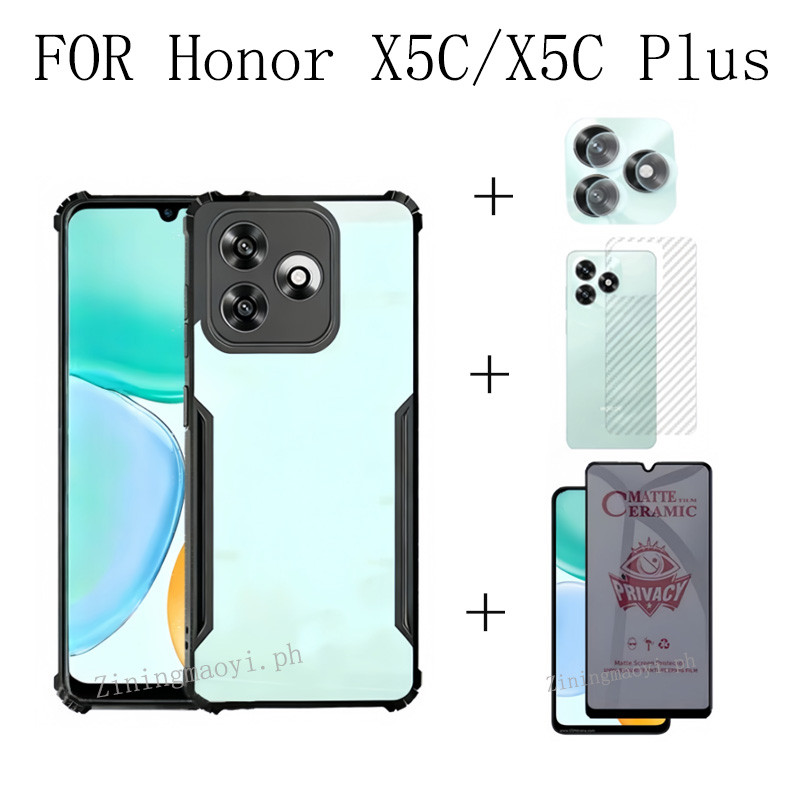 Ốp điện thoại chống sốc di động 4in1 Honro X5C Plus chống rơi cho Honro X5C X7D X9D X7C X6C X6B Phim riêng tư Bảo vệ màn hình và Phim ống kính và Phim mặt sau + Vỏ điện thoại