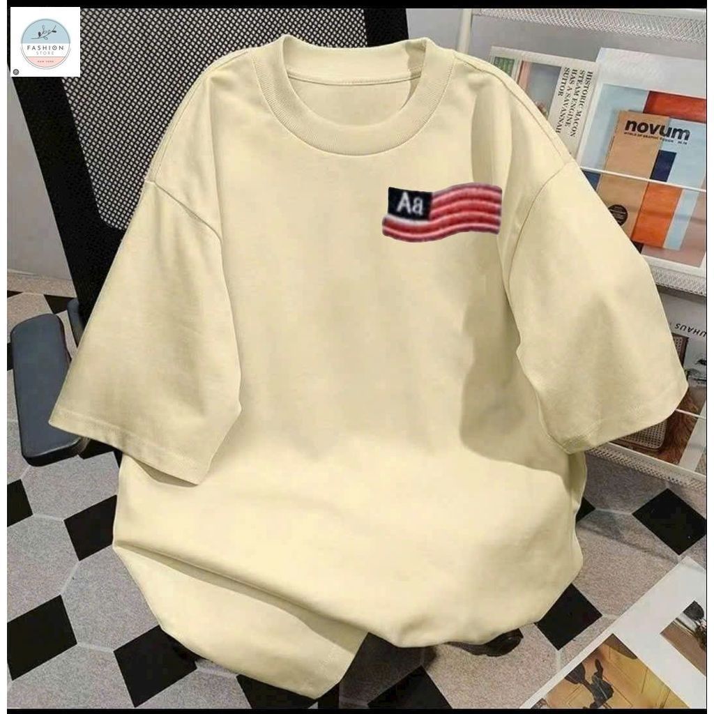 Áo phông unisex tay lỡ cotton su mát với Hình lá cờ Mỹ siêu hot,Trẻ trung -quanao94