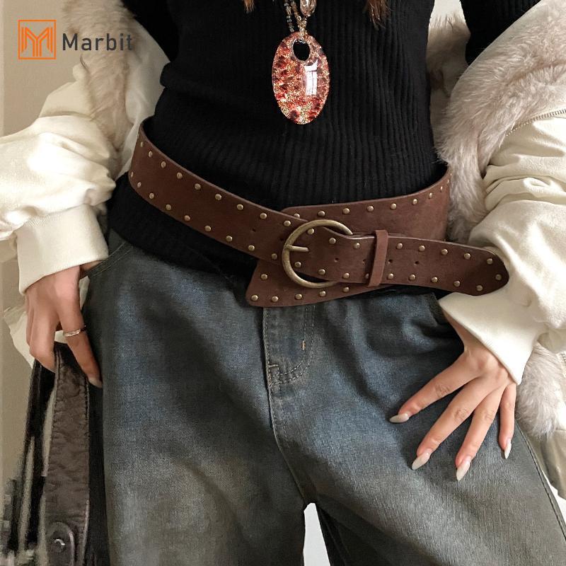 Thắt lưng da lộn cổ điển Punk Gothic Western Cowgirl, phong cách Y2K asymmetrical