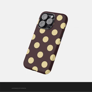 Họa tiết chấm bi màu đen nền màu nâu Thích hợp cho iPhone 17Promax 16Pro 15 11 12 13 14 xs XR 17Air Vỏ cứng hai lớp chống sốc NCNJ