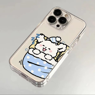 Gối ngủ cho cặp đôi, cún con phù hợp với vỏ điện thoại 16/17 Promax, iPhone 15 trong suốt, 14 Pro, đáng yêu, chống rơi