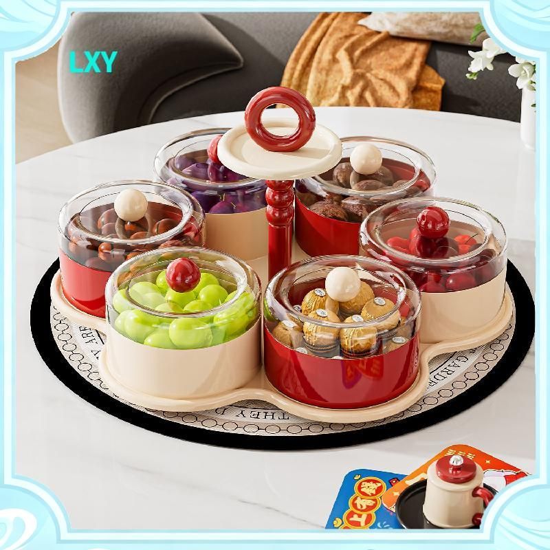 Khay Kẹo Giá Trị Cao Phòng Khách Hộ Gia Đình Bàn Cà Phê Xoay Khay Trái Cây Ăn Nhẹ Vị Trí Khay Hạt Khô Hộp Bảo Quản Trái Cây Ngăn
