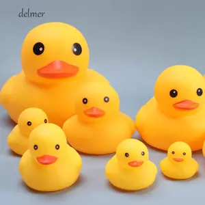 Đồ chơi tắm trẻ em Vịt vàng DELMER, Vịt mềm nổi với đồ chơi tắm âm thanh bóp, Đồ chơi đồ chơi nước vịt vàng cao su dễ thương vui nhộn cho trẻ em