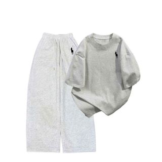sét bộ quần đồ da cá xám tiêu in ngựa   + mix áo phông form rộng hình ngựa -thuba94