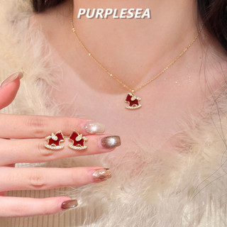 Vòng cổ màu đỏ zircon và bông tai cung hoàng đạo - Bộ trang sức sang trọng cho lễ hội