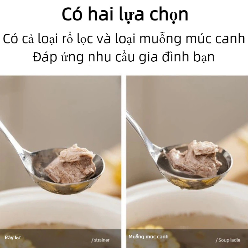 Muôi Vớt Inox 316 Bóng Gương, Dày Dặn Chắc Tay - Muôi Lẩu, Muôi Canh Nhà Bếp Cao Cấp