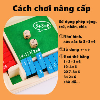 【BabyJoy】Đồ chơi gỗ phát triển tư duy cho bé, trò chơi xúc xắc lật thẻ số,Đồ chơi giáo dục cho trẻ em