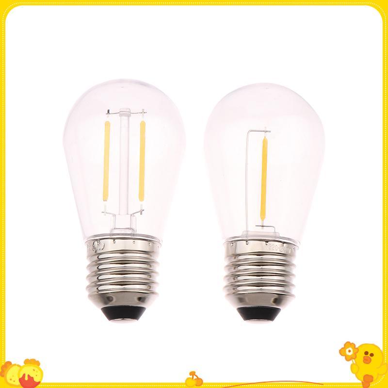 S14 Nhựa Bóng Đèn Led E27 / E26 3V 120V Trắng Ấm 2W 1W Bóng Đèn Chống Vỡ Cho Dây Đèn Trang Trí Giáng Sinh