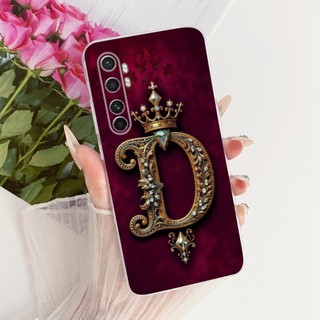 Dành Cho Xiaomi Mi Note 10 Lite Vỏ M2004F4LG M1910F4G Chữ Cái Ban Đầu Thời Trang Vương Miện Mềm Trong Suốt Silicon Cho Mi Note10 Lite Ốp Lưng