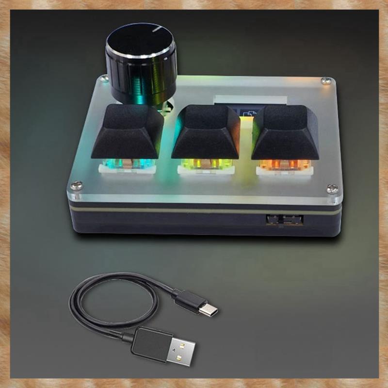 [S Z] Bàn phím tùy chỉnh có dây 3 phím Blue Switch Bàn phím chơi game OSU có núm màn hình RGB Copy Paste Shotcut Bàn phím