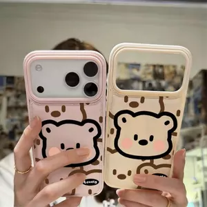 Dòng Cluster Bear cho iPhone16promax17AIR Trường hợp mềm 15plus 13 lỗ lớn 12 nhỏ