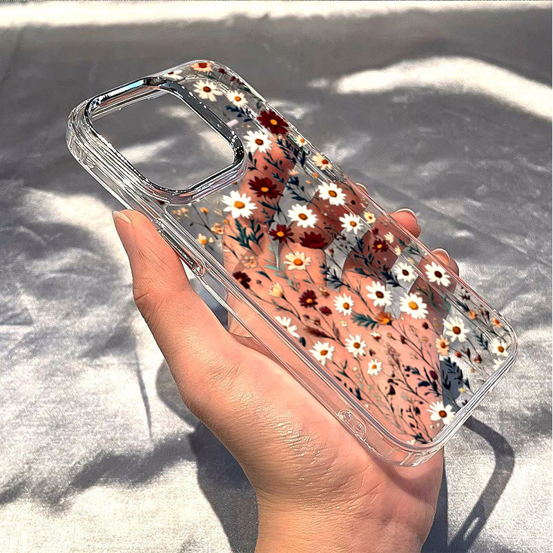 Ốp Lưng Cho Samsung Galaxy S21FE S10 S9 S8 Note 20 10 Plus S21 S22 Siêu Vintage Nhỏ Hoa Mềm Mại Trong Suốt Mạ Kim Loại Ống Kính