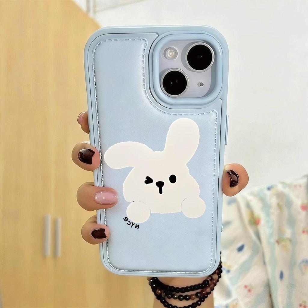 Gấu con thỏ cho iPhone 17Pro trường hợp điện thoại 15plus Nhật Bản Hàn Quốc 1312pro cá tính 11 lỗ lớn