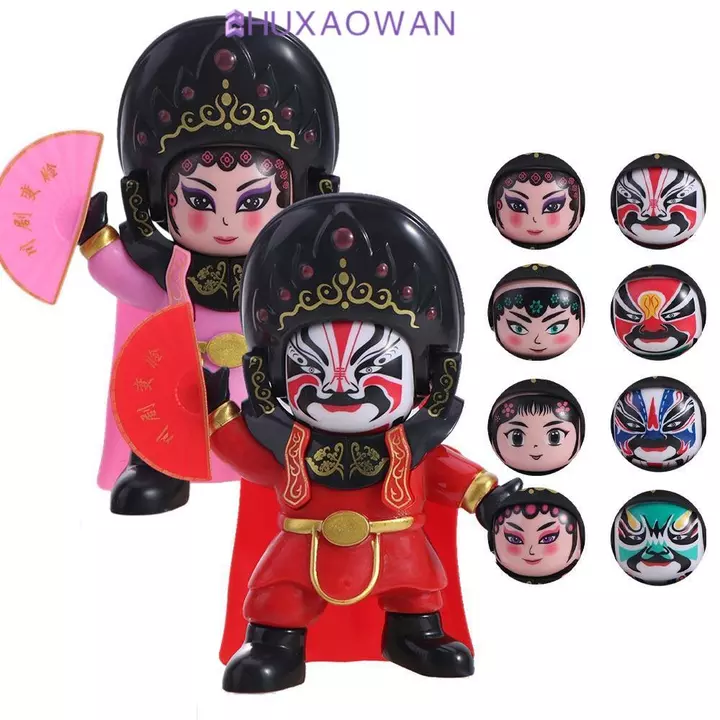 ZHUXAOWAN Búp bê thay đổi khuôn mặt Opera, Đồ chơi thay đổi khuôn mặt Trung Quốc, Đồ chơi tương tác 4 mặt Thủ công DIY truyền thống Đồ chơi trang điểm mặt Opera Đồ chơi trẻ em Đồ chơi chơi chơi trẻ em