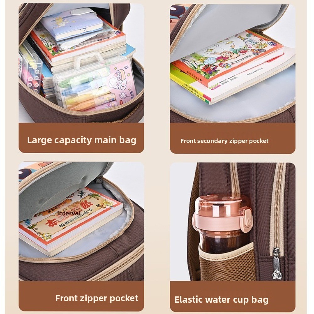 Ba lô HOBBYIN Capybara, Túi đi học Capybara nhẹ hoạt hình, Ba lô mẫu giáo nhiều túi Nylon dung tích lớn dễ thương