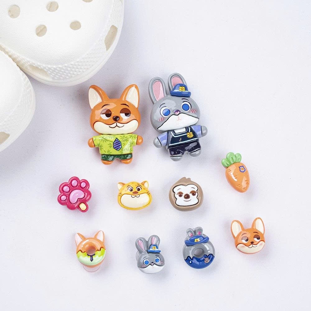 Set charm Thỏ và Cáo - Thỏ cảnh sát & Cáo tinh ranh phim Zootopia- Hàng hotrend- Bộ 10 chi tiết- Judy Hopps &Nick Wilde
