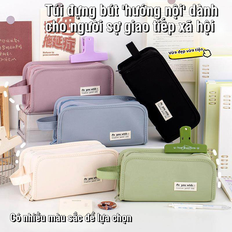 Túi đựng bút nhiều ngăn bằng vải phong cách cute, dành cho học sinh, đựng đồ học tập ngăn nắp và dễ mang theo